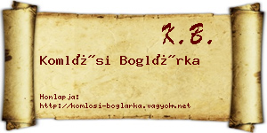 Komlósi Boglárka névjegykártya